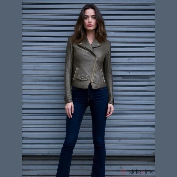 Black Rivet Asymmetrical Moto Leather Jacket~Size Small~Brown Slim Modern Fit - Picture 3 of 17